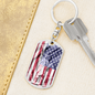 US Flag Distressed With Statue Of Liberty Dog Tag Pendant Keychain Stainless Steel or 18k Gold-Express Your Love Gifts