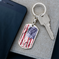 US Flag Distressed With Statue Of Liberty Dog Tag Pendant Keychain Stainless Steel or 18k Gold-Express Your Love Gifts