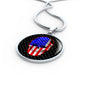 Us Flag Patriotic Skull Necklace Stainless Steel or 18k Gold 18-22" Circle Pendant-Express Your Love Gifts