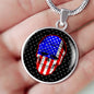 Us Flag Patriotic Skull Necklace Stainless Steel or 18k Gold 18-22" Circle Pendant-Express Your Love Gifts