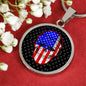 Us Flag Patriotic Skull Necklace Stainless Steel or 18k Gold 18-22" Circle Pendant-Express Your Love Gifts