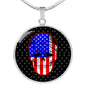 Us Flag Patriotic Skull Necklace Stainless Steel or 18k Gold 18-22" Circle Pendant-Express Your Love Gifts