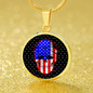 Us Flag Patriotic Skull Necklace Stainless Steel or 18k Gold 18-22" Circle Pendant-Express Your Love Gifts