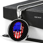 Us Flag Patriotic Skull Necklace Stainless Steel or 18k Gold 18-22" Circle Pendant-Express Your Love Gifts