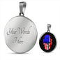Us Flag Patriotic Skull Necklace Stainless Steel or 18k Gold 18-22" Circle Pendant-Express Your Love Gifts