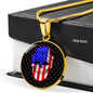 Us Flag Patriotic Skull Necklace Stainless Steel or 18k Gold 18-22" Circle Pendant-Express Your Love Gifts