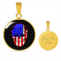 Us Flag Patriotic Skull Necklace Stainless Steel or 18k Gold 18-22" Circle Pendant-Express Your Love Gifts