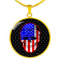 Us Flag Patriotic Skull Necklace Stainless Steel or 18k Gold 18-22" Circle Pendant-Express Your Love Gifts