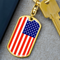 US Flag Traditional Country Pride Dog Tag Pendant Keychain Stainless Steel or 18k Gold-Express Your Love Gifts