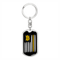 USA Flag Bitcoin Crypto Keychain Stainless Steel or 18k Gold Dog Tag Keyring-Express Your Love Gifts