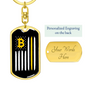 USA Flag Bitcoin Crypto Keychain Stainless Steel or 18k Gold Dog Tag Keyring-Express Your Love Gifts