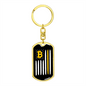 USA Flag Bitcoin Crypto Keychain Stainless Steel or 18k Gold Dog Tag Keyring-Express Your Love Gifts