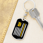 USA Flag Bitcoin Crypto Keychain Stainless Steel or 18k Gold Dog Tag Keyring-Express Your Love Gifts