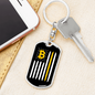 USA Flag Bitcoin Crypto Keychain Stainless Steel or 18k Gold Dog Tag Keyring-Express Your Love Gifts