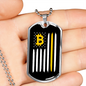 USA Flag Bitcoin Crypto Necklace Stainless Steel or 18k Gold Dog Tag 24" Chain-Express Your Love Gifts