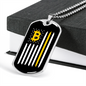 USA Flag Bitcoin Crypto Necklace Stainless Steel or 18k Gold Dog Tag 24" Chain-Express Your Love Gifts