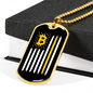 USA Flag Bitcoin Crypto Necklace Stainless Steel or 18k Gold Dog Tag 24" Chain-Express Your Love Gifts