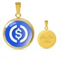 USD Coin (USDC) Circle Necklace Stainless Steel or 18k Gold 18-22"-Express Your Love Gifts