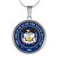 Utah State Seal Necklace Circle Pendant Stainless Steel or 18k Gold 18-22"-Express Your Love Gifts