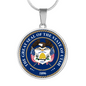 Utah State Seal Necklace Circle Pendant Stainless Steel or 18k Gold 18-22"-Express Your Love Gifts