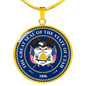 Utah State Seal Necklace Circle Pendant Stainless Steel or 18k Gold 18-22"-Express Your Love Gifts