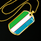 Uzbekistan Flag Necklace Stainless Steel or 18k Gold Dog Tag 24" Chain-Express Your Love Gifts