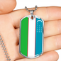 Uzbekistan Flag Necklace Stainless Steel or 18k Gold Dog Tag 24" Chain-Express Your Love Gifts