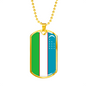 Uzbekistan Flag Necklace Stainless Steel or 18k Gold Dog Tag 24" Chain-Express Your Love Gifts