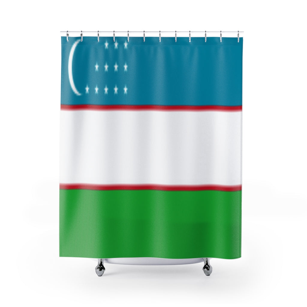 Uzbekistan Flag Stylish Design 71" x 74" Elegant Waterproof Shower Curtain for a Spa-like Bathroom Paradise Exceptional Craftsmanship-Express Your Love Gifts