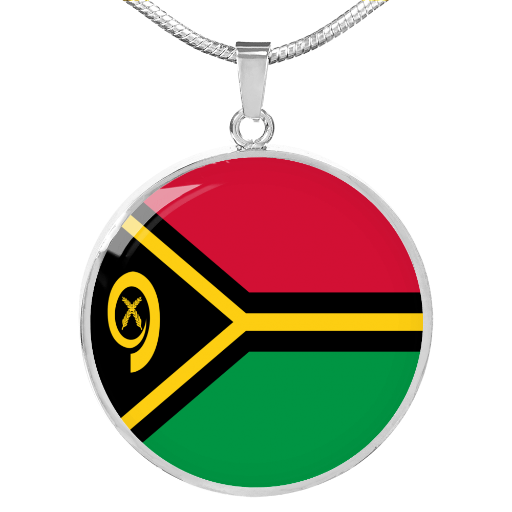 Vanuatu Flag Necklace Circle Pendant Stainless Steel or 18k Gold 18-22"-Express Your Love Gifts