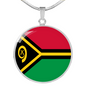 Vanuatu Flag Necklace Circle Pendant Stainless Steel or 18k Gold 18-22"-Express Your Love Gifts