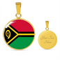 Vanuatu Flag Necklace Circle Pendant Stainless Steel or 18k Gold 18-22"-Express Your Love Gifts