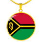 Vanuatu Flag Necklace Circle Pendant Stainless Steel or 18k Gold 18-22"-Express Your Love Gifts