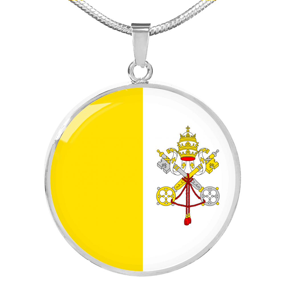 Vatican Flag Necklace Circle Pendant Stainless Steel or 18k Gold 18-22"-Express Your Love Gifts