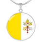 Vatican Flag Necklace Circle Pendant Stainless Steel or 18k Gold 18-22"-Express Your Love Gifts