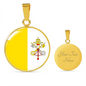 Vatican Flag Necklace Circle Pendant Stainless Steel or 18k Gold 18-22"-Express Your Love Gifts