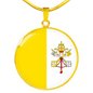 Vatican Flag Necklace Circle Pendant Stainless Steel or 18k Gold 18-22"-Express Your Love Gifts