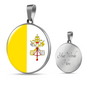 Vatican Flag Necklace Circle Pendant Stainless Steel or 18k Gold 18-22"-Express Your Love Gifts