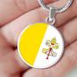 Vatican Flag Necklace Circle Pendant Stainless Steel or 18k Gold 18-22"-Express Your Love Gifts