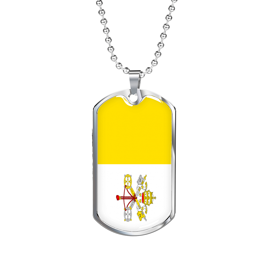 Vatican Flag Necklace Stainless Steel or 18k Gold Dog Tag 24" Chain-Express Your Love Gifts