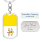 Vatican Flag Swivel Keychain Dog Tag Stainless Steel or 18k Gold-Express Your Love Gifts