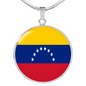 Venezuela Flag Necklace Circle Pendant Stainless Steel or 18k Gold 18-22"-Express Your Love Gifts