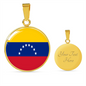 Venezuela Flag Necklace Circle Pendant Stainless Steel or 18k Gold 18-22"-Express Your Love Gifts