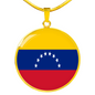 Venezuela Flag Necklace Circle Pendant Stainless Steel or 18k Gold 18-22"-Express Your Love Gifts