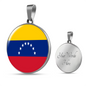 Venezuela Flag Necklace Circle Pendant Stainless Steel or 18k Gold 18-22"-Express Your Love Gifts