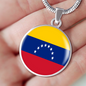 Venezuela Flag Necklace Circle Pendant Stainless Steel or 18k Gold 18-22"-Express Your Love Gifts