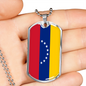 Venezuela Flag Necklace Stainless Steel or 18k Gold Dog Tag 24" Chain-Express Your Love Gifts
