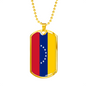 Venezuela Flag Necklace Stainless Steel or 18k Gold Dog Tag 24" Chain-Express Your Love Gifts