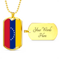 Venezuela Flag Necklace Stainless Steel or 18k Gold Dog Tag 24" Chain-Express Your Love Gifts