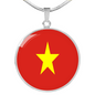 Vietnam Flag Necklace Circle Pendant Stainless Steel or 18k Gold 18-22"-Express Your Love Gifts
